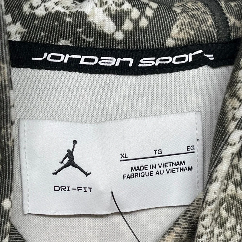 Jordan Hoodie Mens XL Sail Olive Snakeskin Print AOP Sport Hoop Fleece Pullover